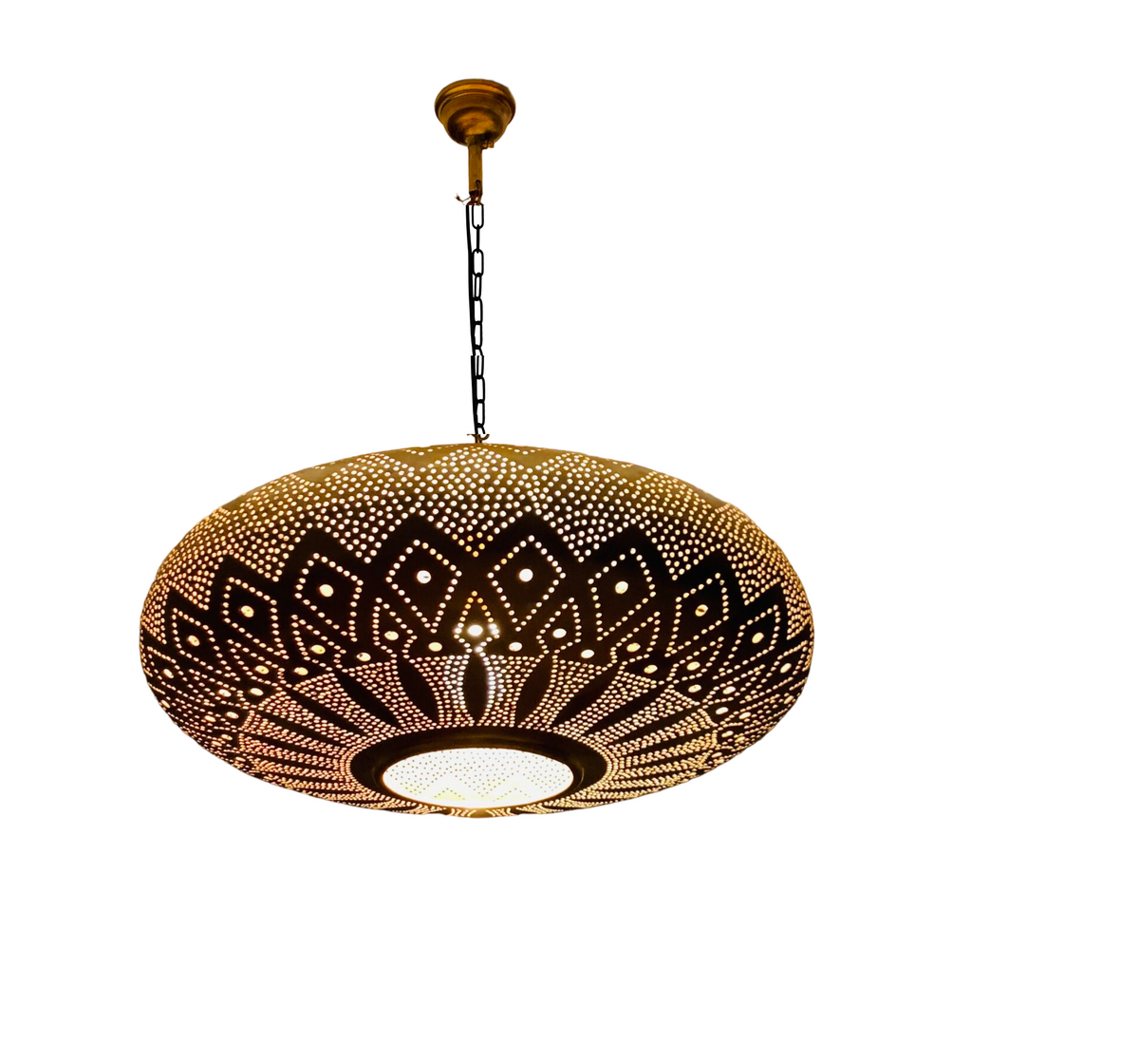 Moroccan Brass Pendant Light – Handcrafted Pierced Hanging Fixture for Dining Room, Kitchen or Entryway