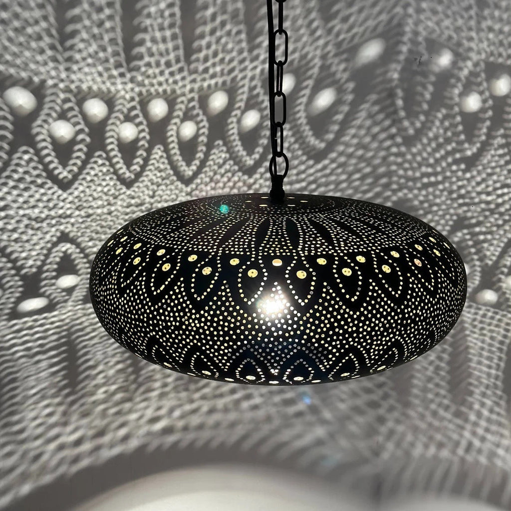 Moroccan Brass Pendant Light – Handcrafted Pierced Hanging Fixture for Dining Room, Kitchen or Entryway