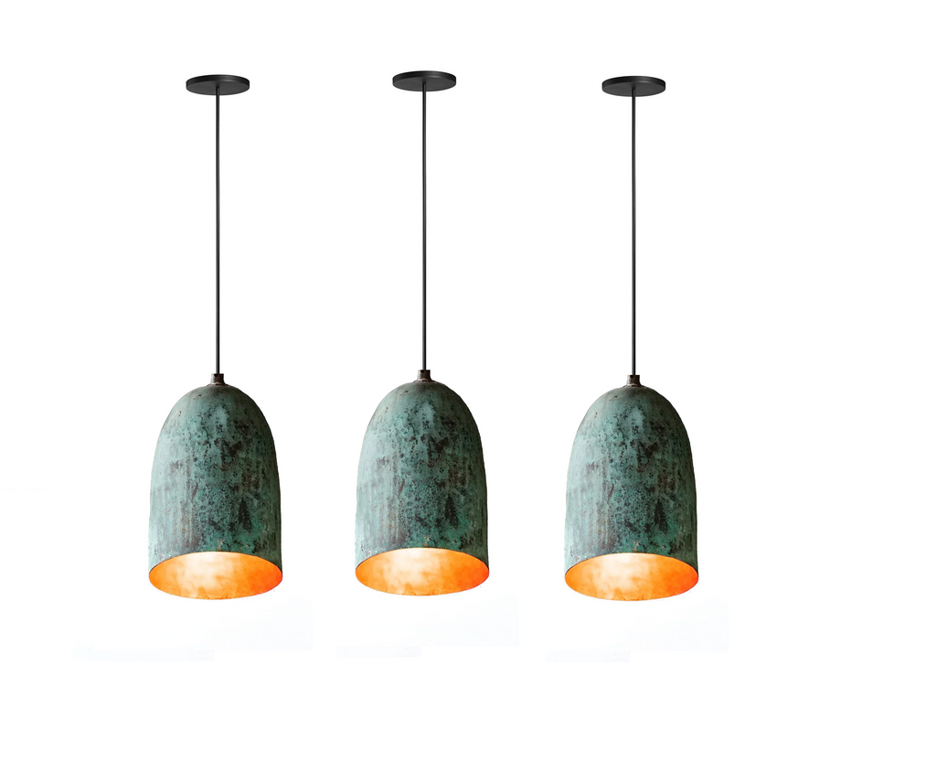 Set of 3 Oxidized Dome Pendant Light Brass Ceiling Light , Copper Kitchen Island light  Lampshade Art deco lamp