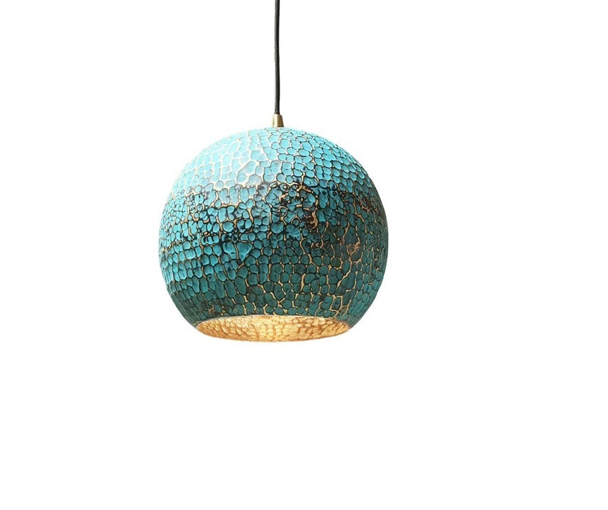 Blue Patina Brass Pendant light, Hammared Oxidized Farmhouse Pendant Light, Blue Patina Brass Island Kitchen Ceiling Light