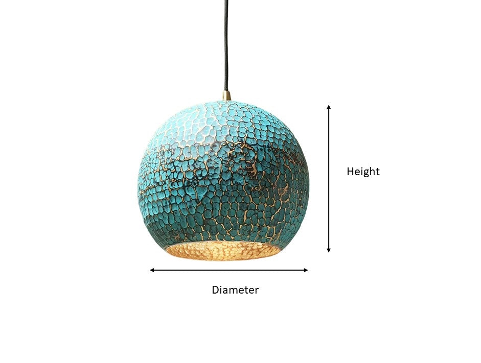 Blue Patina Brass Pendant light, Hammared Oxidized Farmhouse Pendant Light, Blue Patina Brass Island Kitchen Ceiling Light