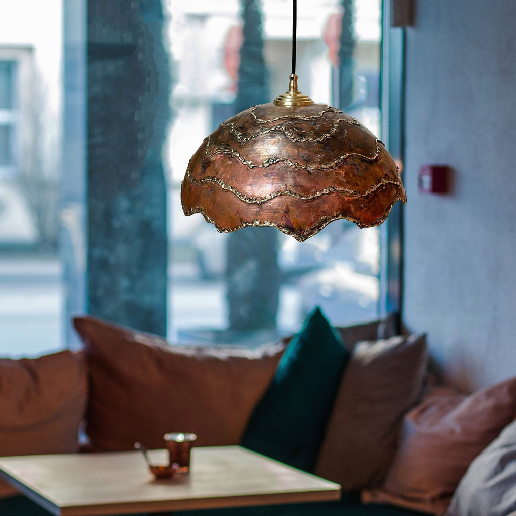 Rustic Copper Island Dome oxidized pendant light Brass Lampshade Ceiling Light for Kitchen dining table living room lighting