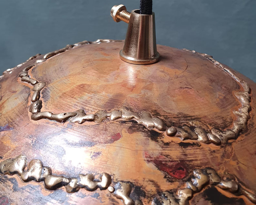 Rustic Copper Island Dome oxidized pendant light Brass Lampshade Ceiling Light for Kitchen dining table living room lighting