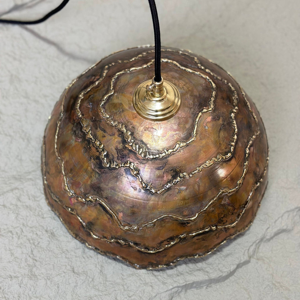 Rustic Copper Island Dome oxidized pendant light Brass Lampshade Ceiling Light for Kitchen dining table living room lighting