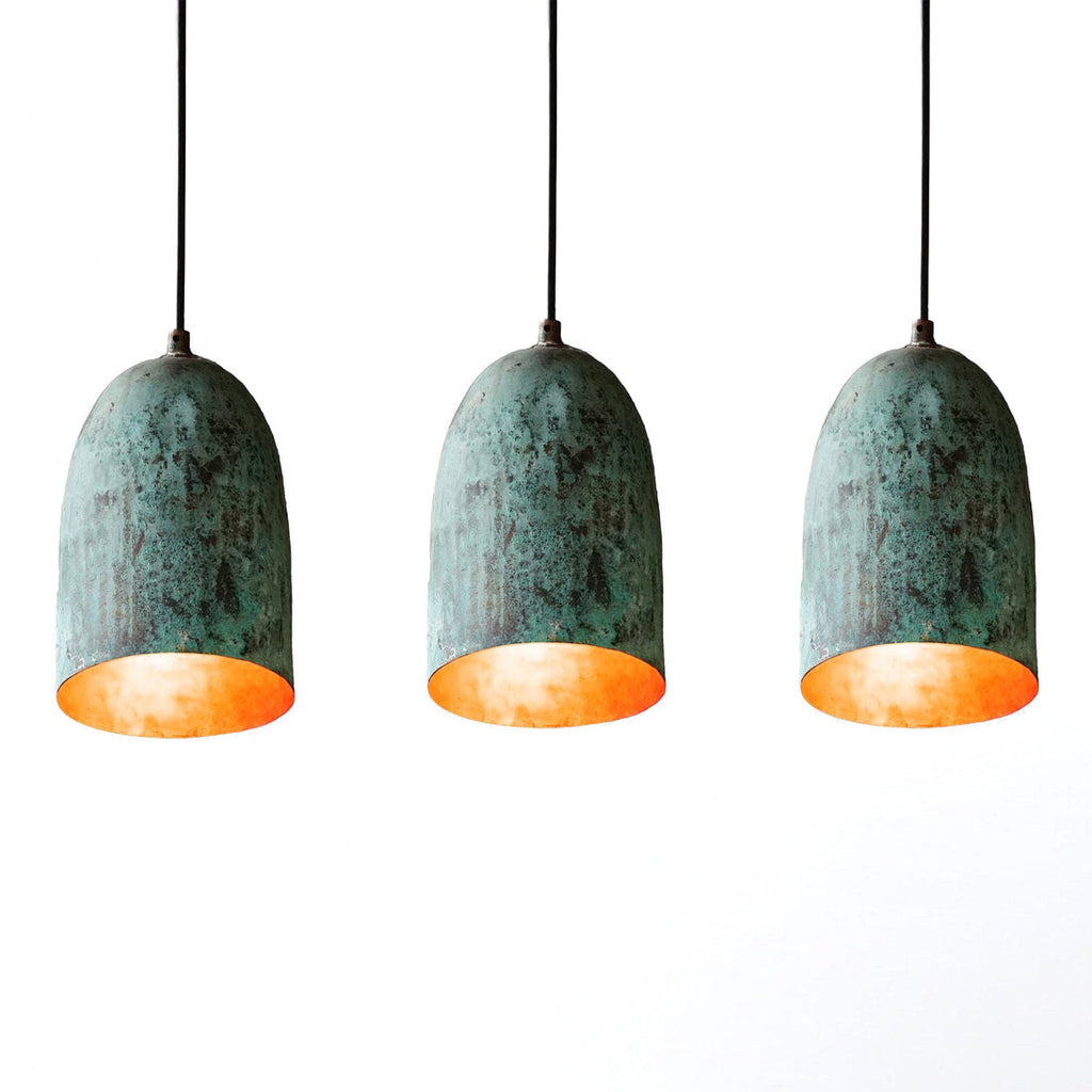 Set of 3 Oxidized Dome Pendant Light Brass Ceiling Light , Copper Kitchen Island light  Lampshade Art deco lamp