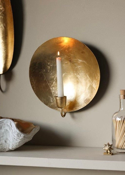 Brass Candle Candlestick Holder Wall Sconce Gift christmas Holders Wall Votive Sconces Tea light Candle Holders for Home Light Decoration