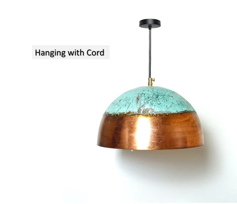 Oxidized Dome Pendant Light Brass Ceiling Light , Copper Kitchen Island light  Lampshade Art deco lamp