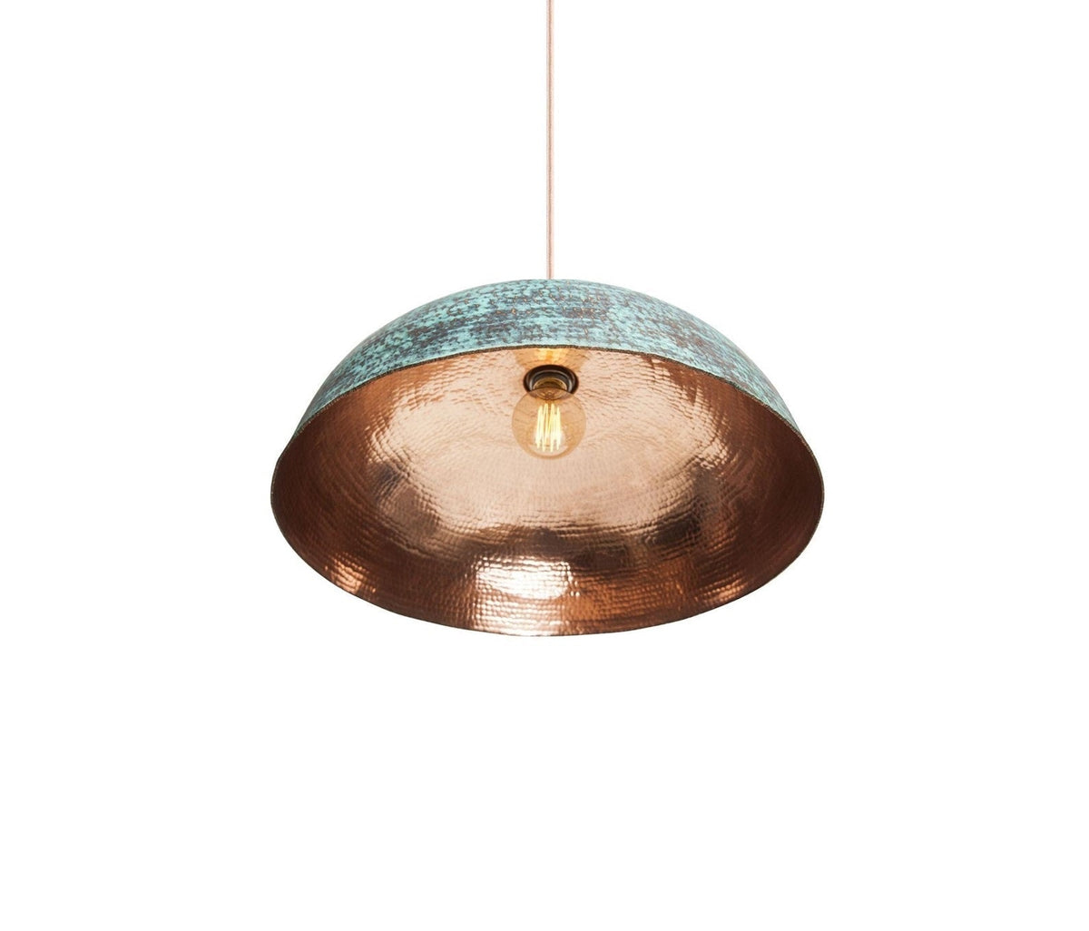 Oxidized Dome Pendant Light Brass Lampshade Ceiling Light , Copper Handmade Lighting Kitchen Island light with Cord 40 cm
