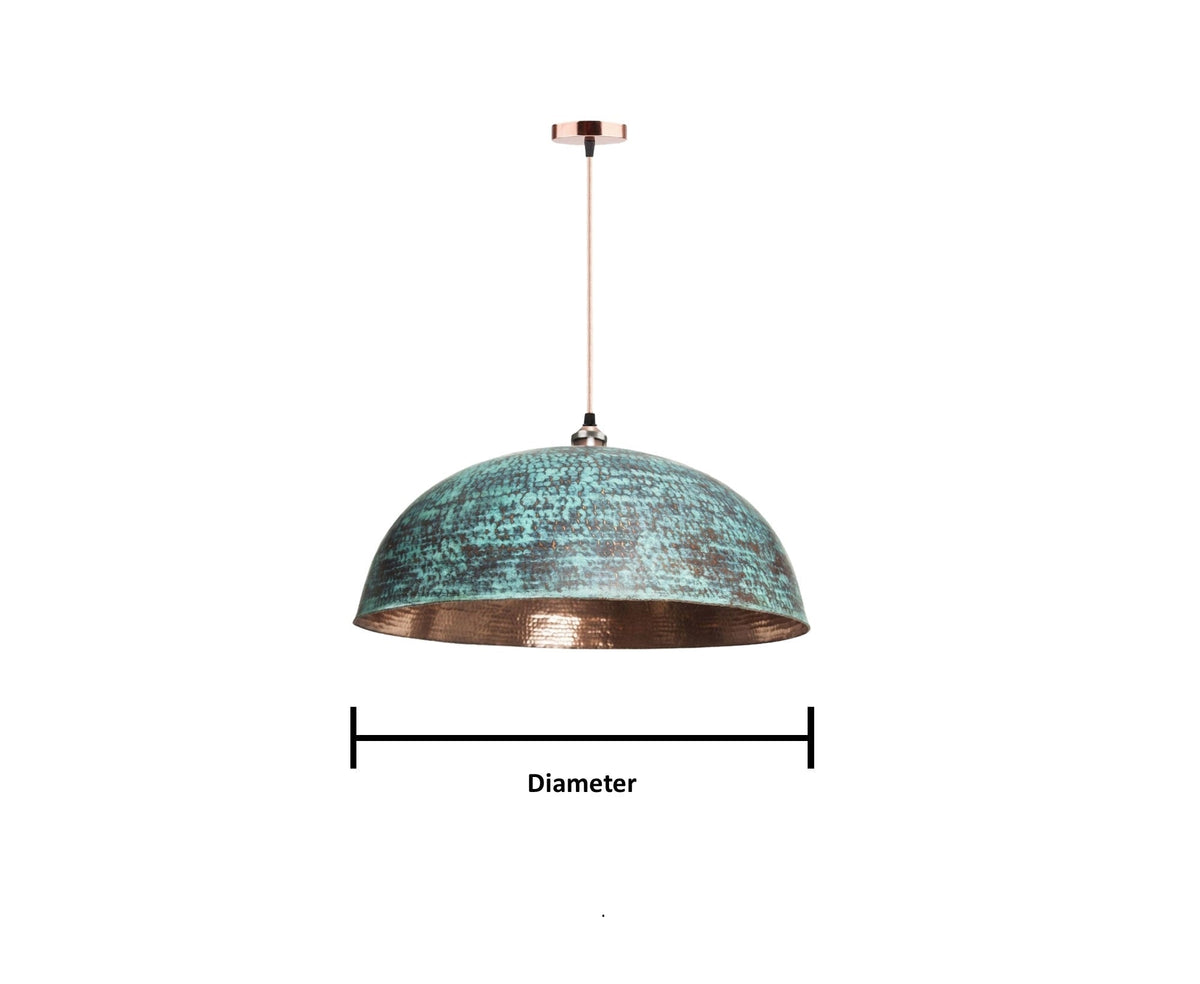 Oxidized Dome Pendant Light Brass Lampshade Ceiling Light , Copper Handmade Lighting Kitchen Island light with Cord 40 cm