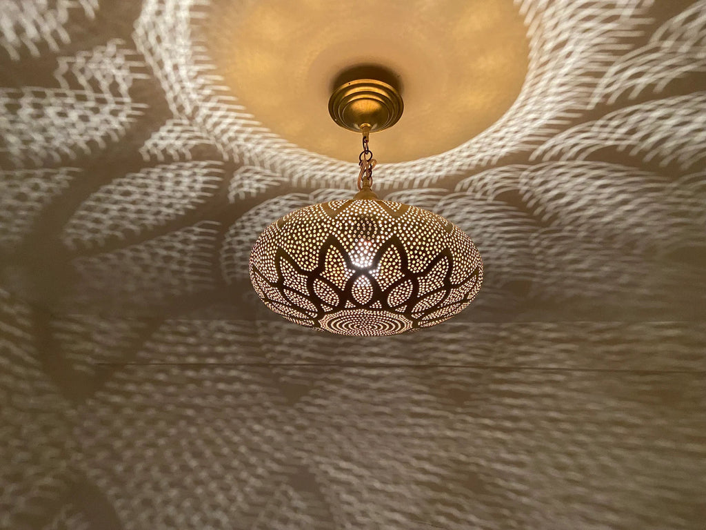 Rustic Moroccan Brass ceiling lamp Hanging Pendant Light Fixture Chandelier Dining Room Kitchen Entryway Living room