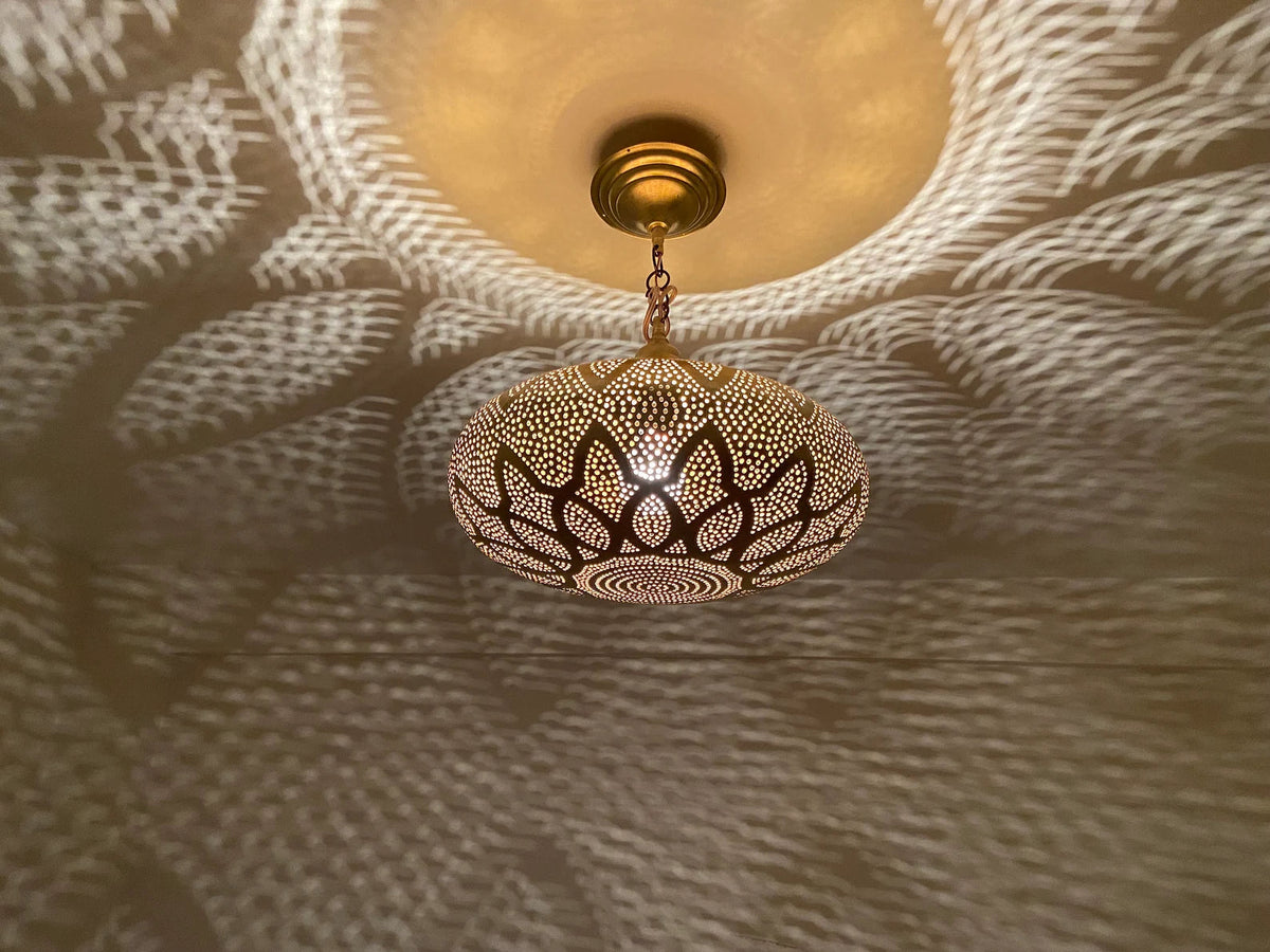 Rustic Moroccan Brass ceiling lamp Hanging Pendant Light Fixture Chandelier Dining Room Kitchen Entryway Living room