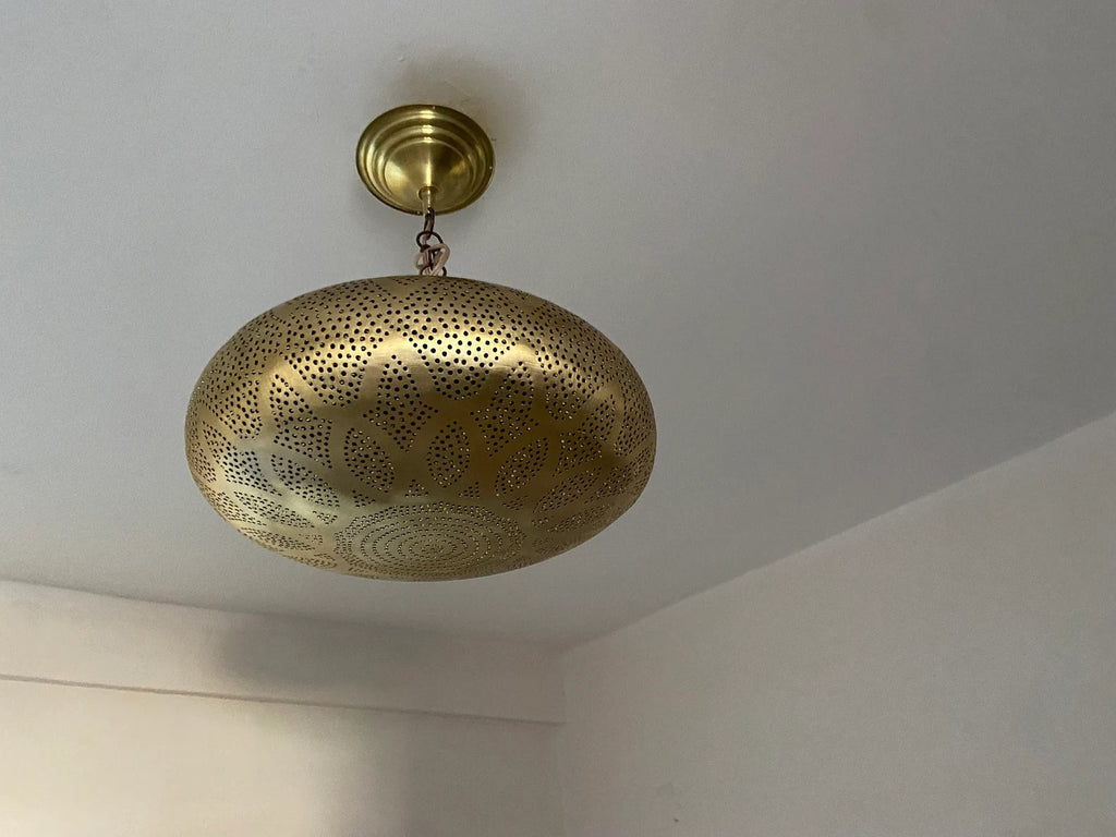 Rustic Moroccan Brass ceiling lamp Hanging Pendant Light Fixture Chandelier Dining Room Kitchen Entryway Living room