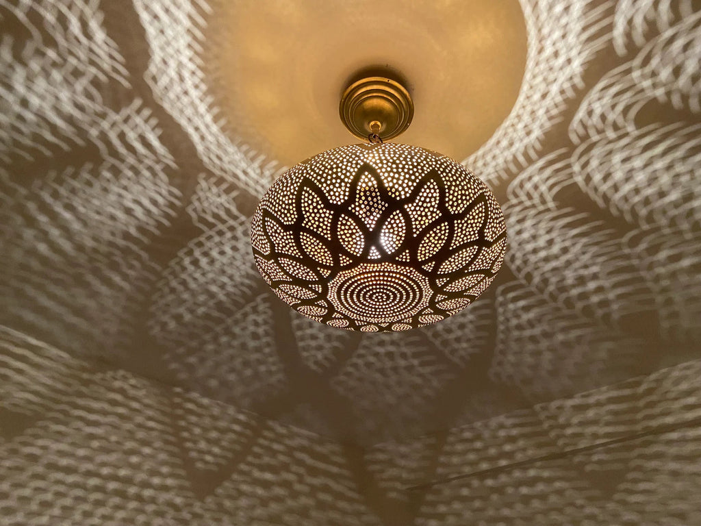 Rustic Moroccan Brass ceiling lamp Hanging Pendant Light Fixture Chandelier Dining Room Kitchen Entryway Living room