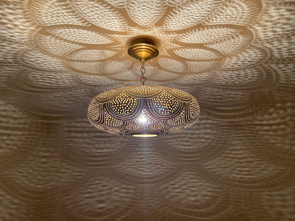 Rustic Moroccan Brass ceiling lamp Hanging Pendant Light Fixture Chandelier Dining Room Kitchen Entryway Living room