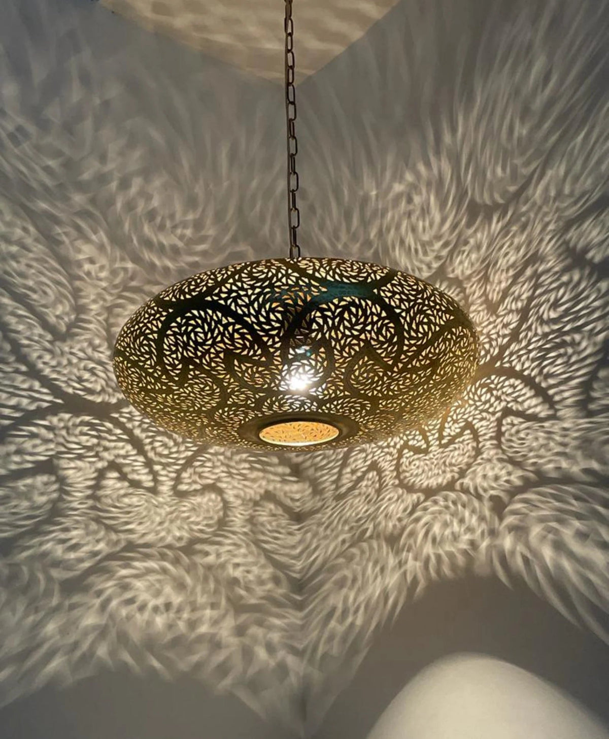 Farmhouse Authentic Moroccan Brass Pendant Light Lampshade Lamp Gold ceiling Chandelier Dining Room Kitchen Entryway Living room