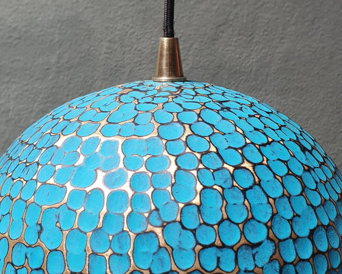 Blue Patina Brass Pendant light, Hammared Oxidized Farmhouse Pendant Light, Blue Patina Brass Island Kitchen Ceiling Light