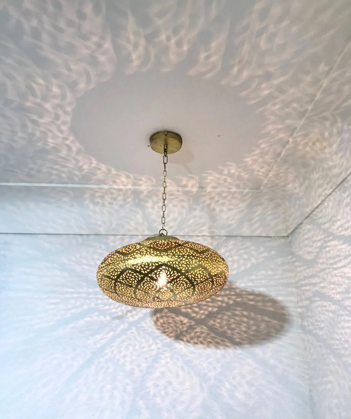 Farmhouse Authentic Moroccan Brass Pendant Light Lampshade Lamp Gold ceiling Chandelier Dining Room Kitchen Entryway Living room