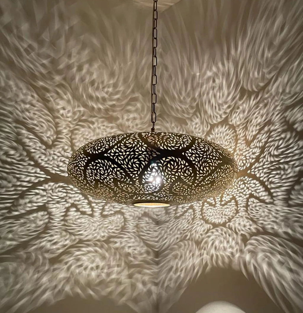 Farmhouse Authentic Moroccan Brass Pendant Light Lampshade Lamp Gold ceiling Chandelier Dining Room Kitchen Entryway Living room