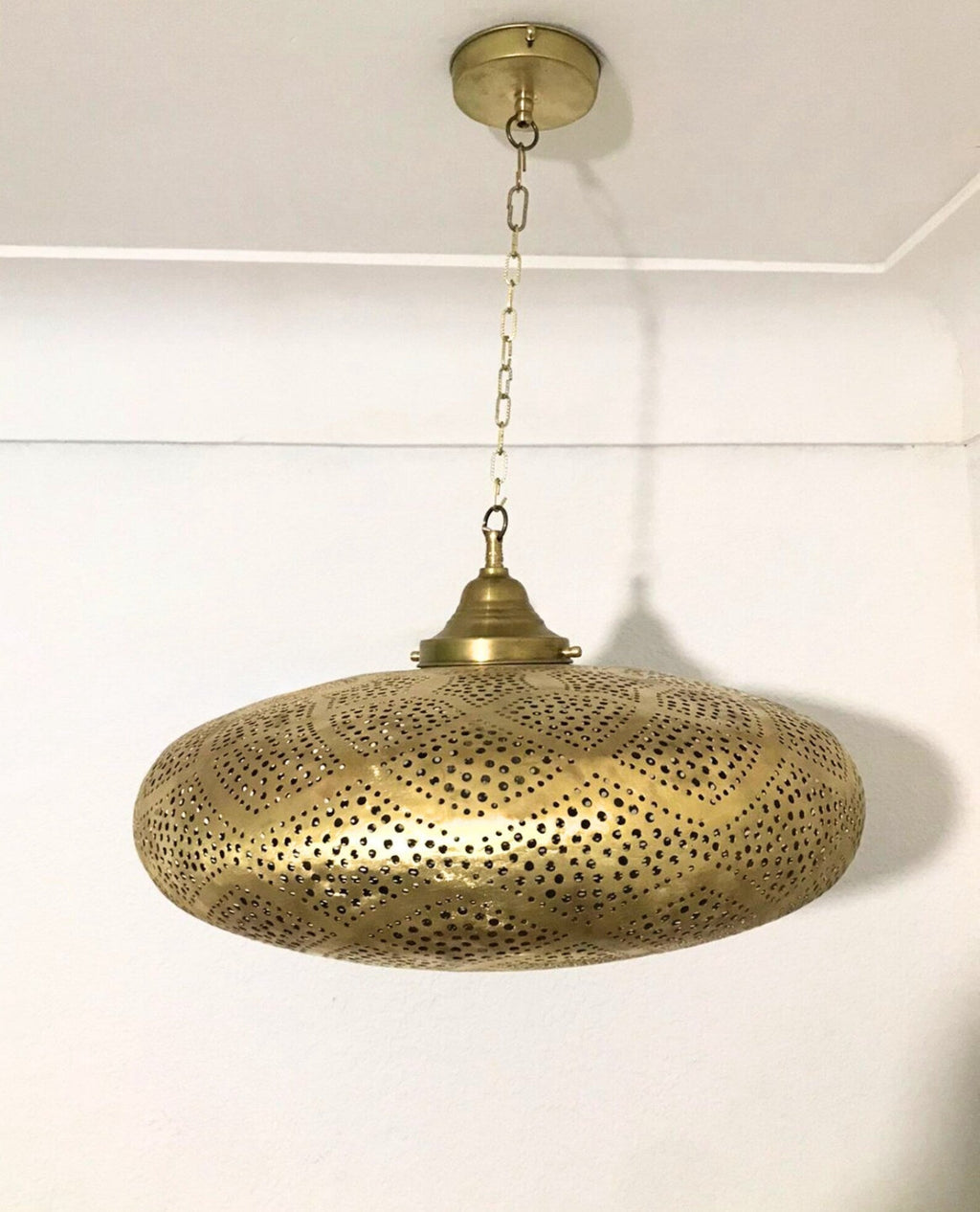 Farmhouse Authentic Moroccan Brass Pendant Light Lampshade Lamp Gold ceiling Chandelier Dining Room Kitchen Entryway Living room