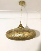 Farmhouse Authentic Moroccan Brass Pendant Light Lampshade Lamp Gold ceiling Chandelier Dining Room Kitchen Entryway Living room