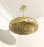 Farmhouse Authentic Moroccan Brass Pendant Light Lampshade Lamp Gold ceiling Chandelier Dining Room Kitchen Entryway Living room