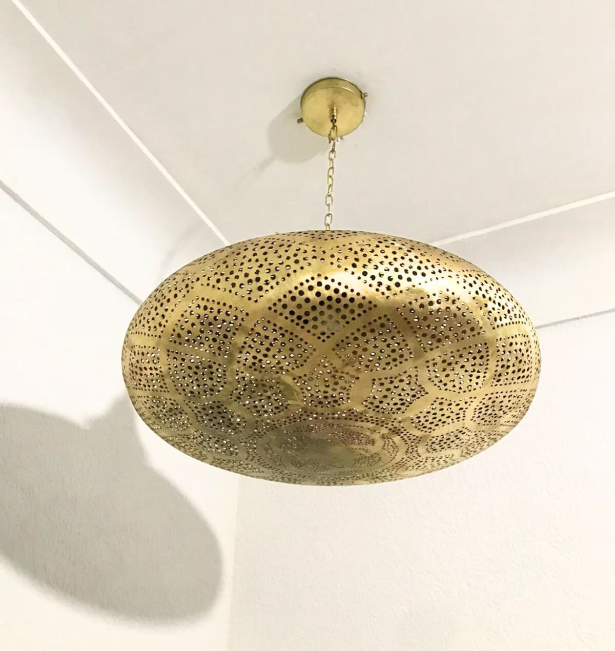Farmhouse Authentic Moroccan Brass Pendant Light Lampshade Lamp Gold ceiling Chandelier Dining Room Kitchen Entryway Living room