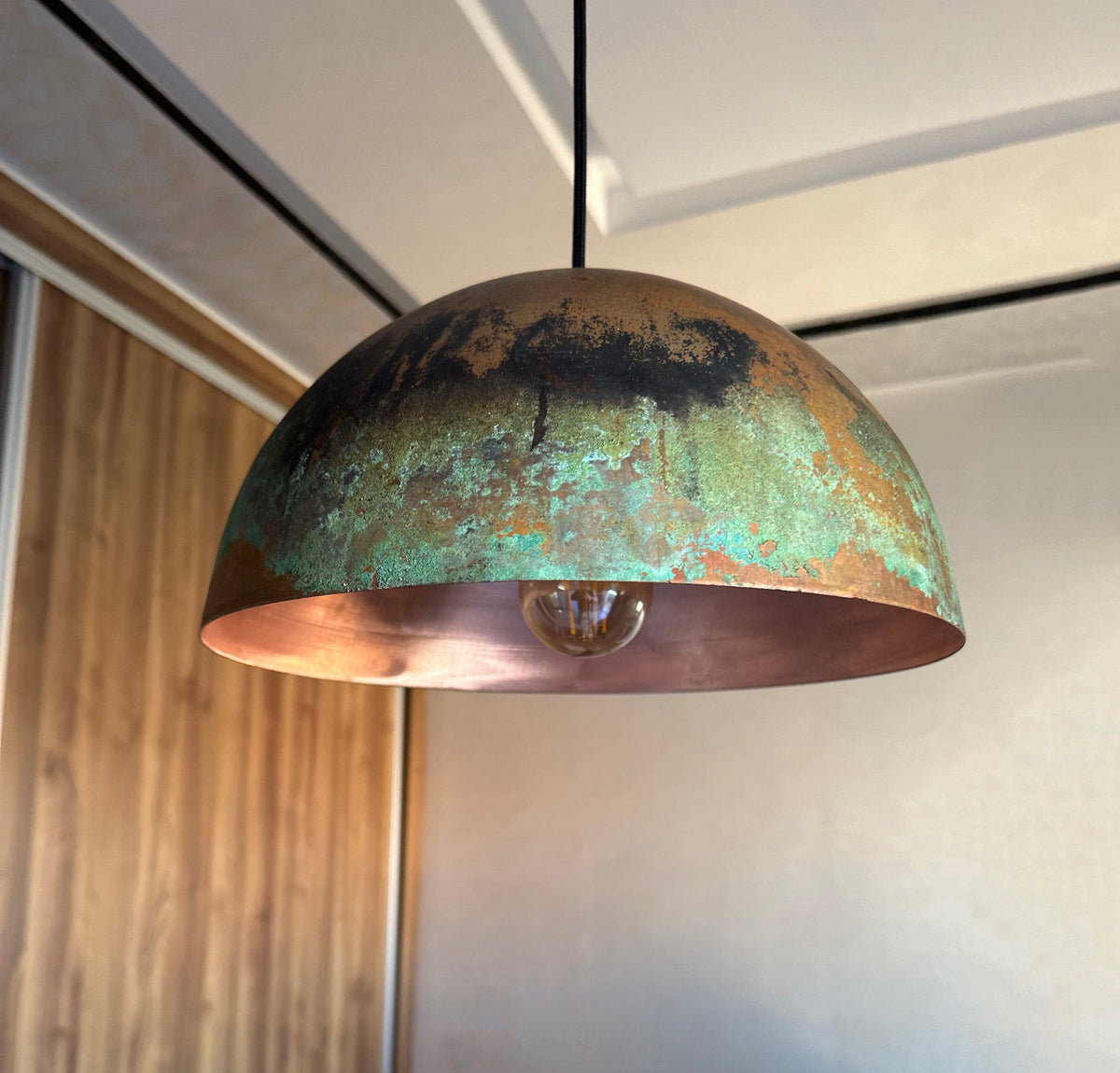 Oxidized Dome Pendant Light Brass Lampshade Ceiling Light Kitchen Island light ,Copper Lampshade Art deco lamp
