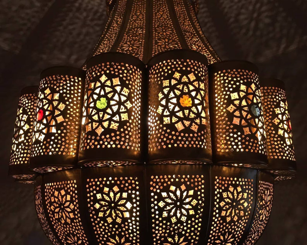 Large Moroccan ceiling Lampshade Lamp, Handmade Pendant Brass Light shade, Moroccan Lampshades, New Home Decor Lighting - Marrakech Lighting