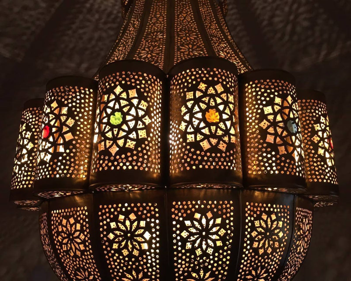 Large Moroccan ceiling Lampshade Lamp, Handmade Pendant Brass Light shade, Moroccan Lampshades, New Home Decor Lighting - Marrakech Lighting